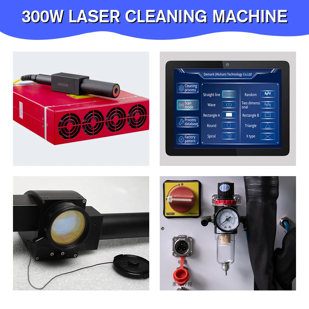 Máquina de limpeza a laser DMK-Pulse, resfriamento a ar, removedor de ferrugem a laser portátil para metal, madeira, alumínio, óxido, 300W