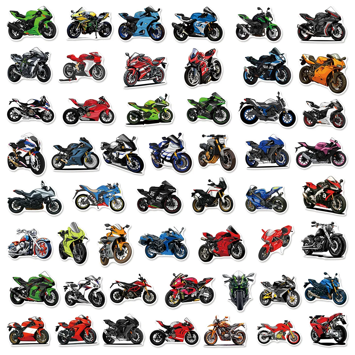 50PCS Coole Motorrad Cartoon Aufkleber Radfahren Sport Graffiti Transport Dekoration DIY Spielzeug Laptop Gitarre Auto Fahrrad Aufkleber