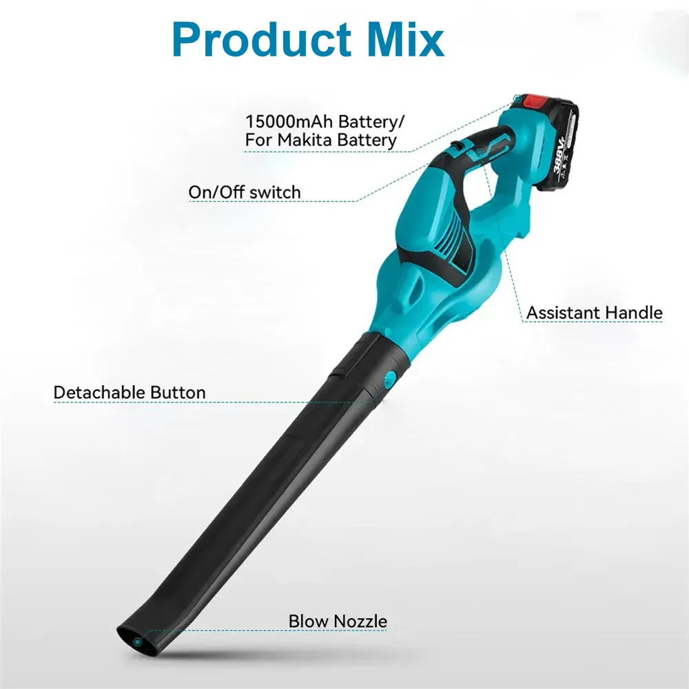 High Powerful Electric Air Blower Handheld Cordless Leaf/Snow/Dust Blowing Blower Garden Tool for Makita 18V Battery