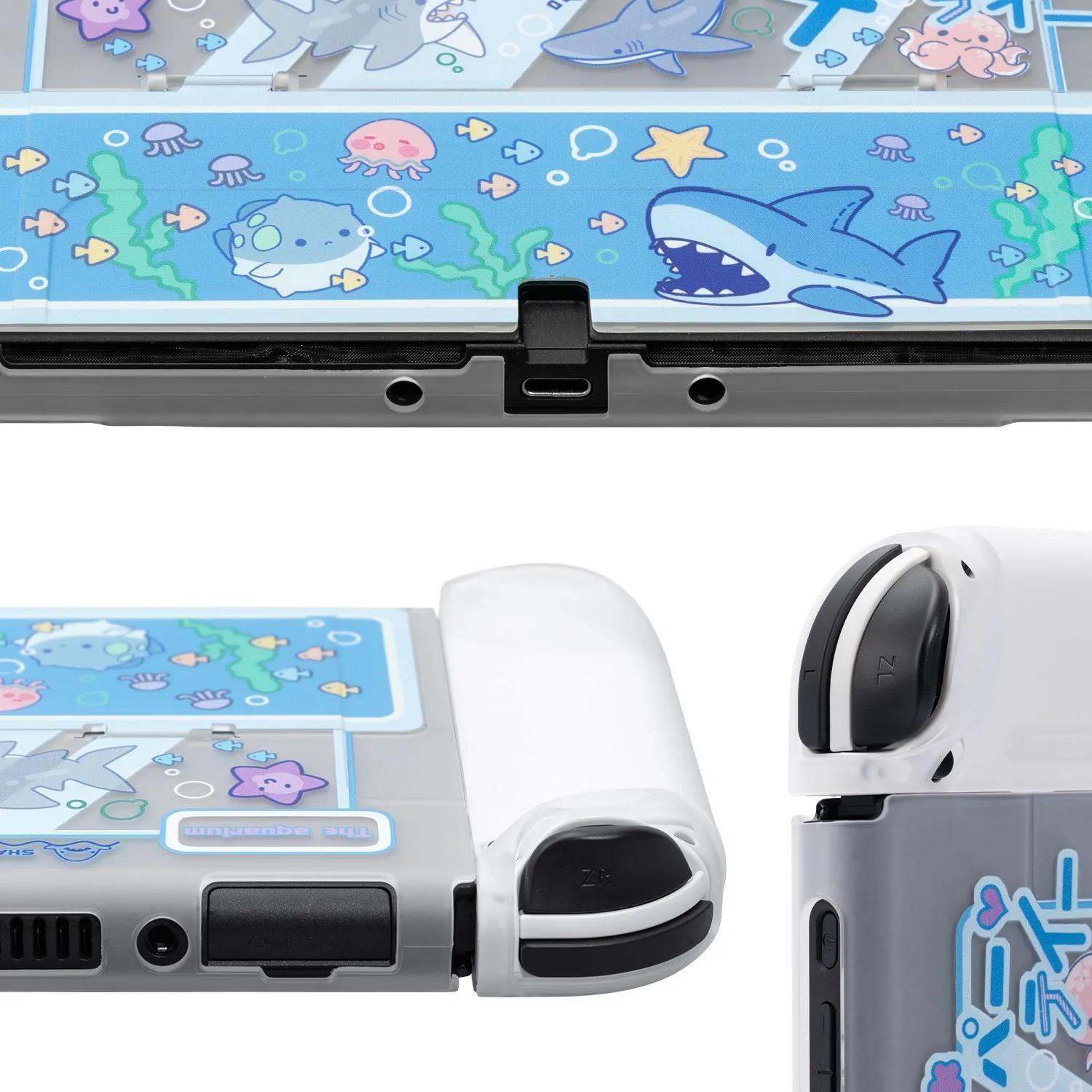 GeekShare-funda protectora OLED para Nintendo Switch, carcasa dura transparente para fiesta de tiburón, Joy-con, nueva carcasa