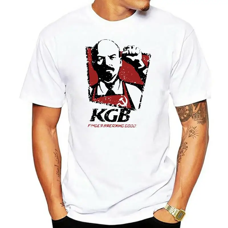 Men T Shirts USSR Tshirt KGB Vladimir Lenin Russia Communism Marxism Socialism 100% Cotton Clothes Vintage Tees Crewneck T-Shirt