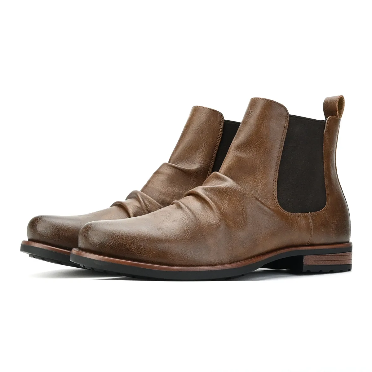 mens casual business wedding chelsea boots black brown vintage shoes cowboy natural leather boot handsome ankle botas masculinas view 2
