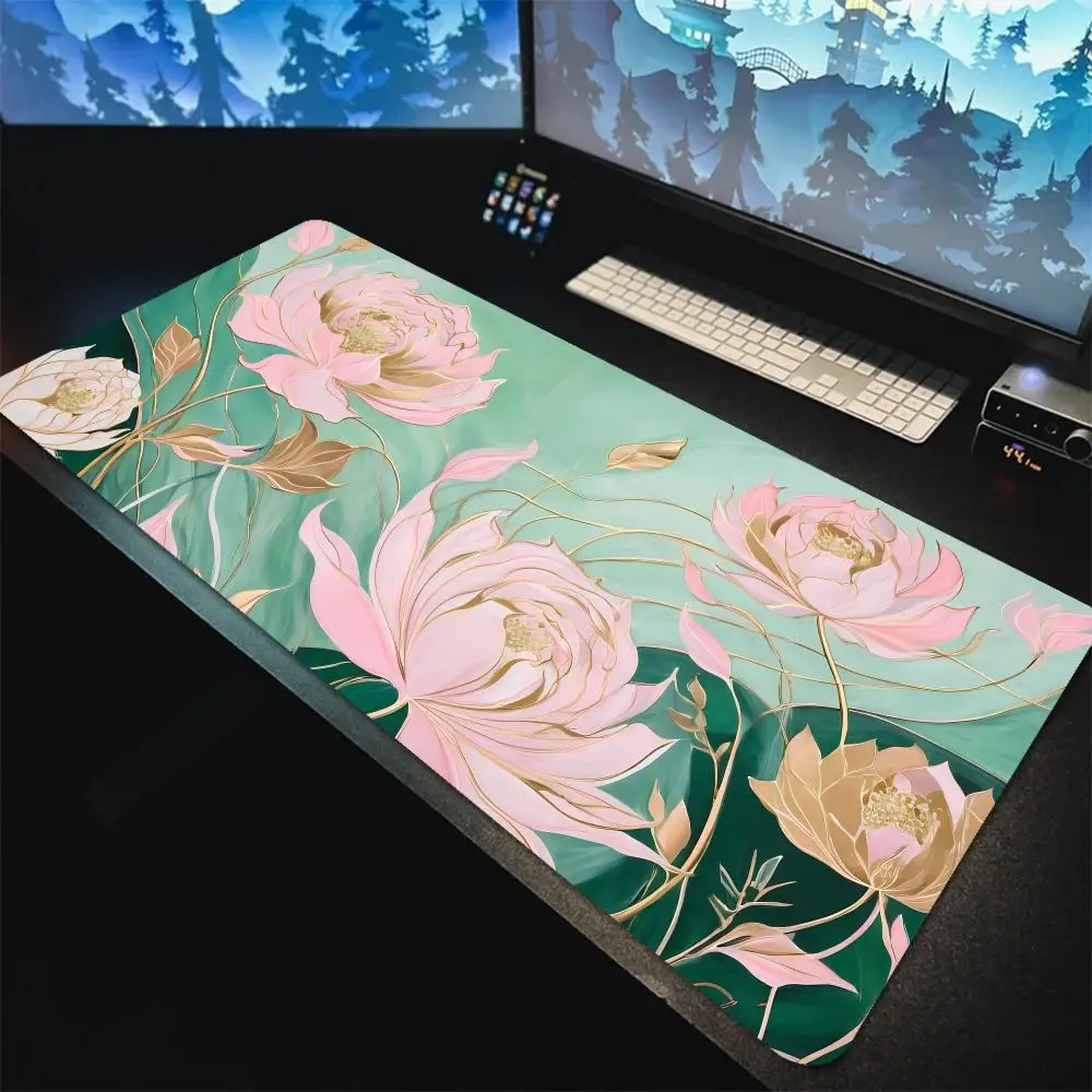 Pink lotus flowers 120x60 Mouse Pad Large Office Computer Desk Mat Table Keyboard Big MousePad Laptop Cushion Non-slip Decor mat