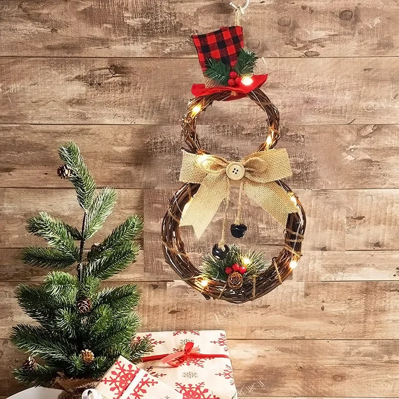 Capodanno Natale LED Ghirlanda Ornamenti Decorazione appesa Casa Navidad Porta da parete Decorazioni per feste Ghirlanda di luci