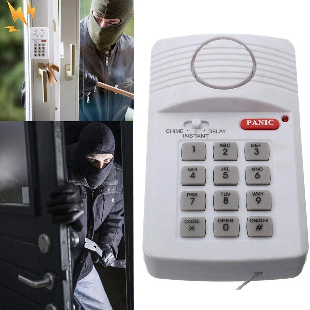 Loud Wireless Door Alarm Security Pin Panic Keypad for Home Office Garage Shed