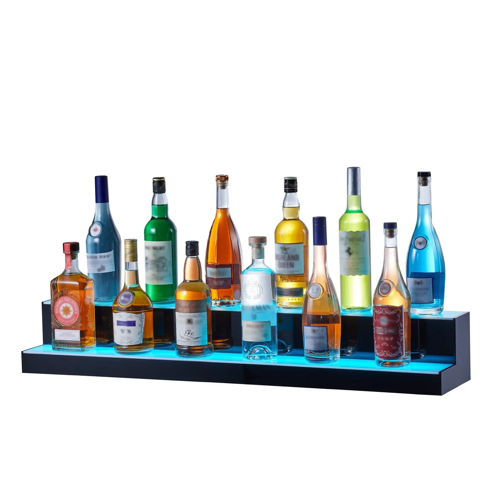 

40in 2-Step Lighted Bar Shelf with Integrated LED, Smartphone App & Remote Control, Adjustable Intensity, Flat Back Design