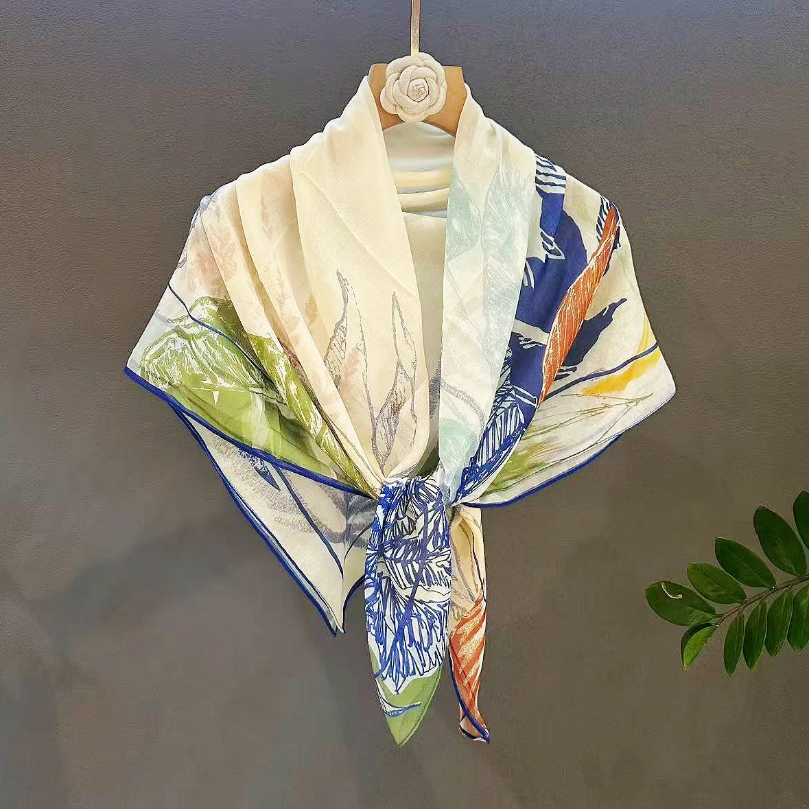 Fashion Digital Print 110x110 Square Scarf Thin Head Wrap Shawl Neck Scarf for Women Versatile Daily Wear Accessory