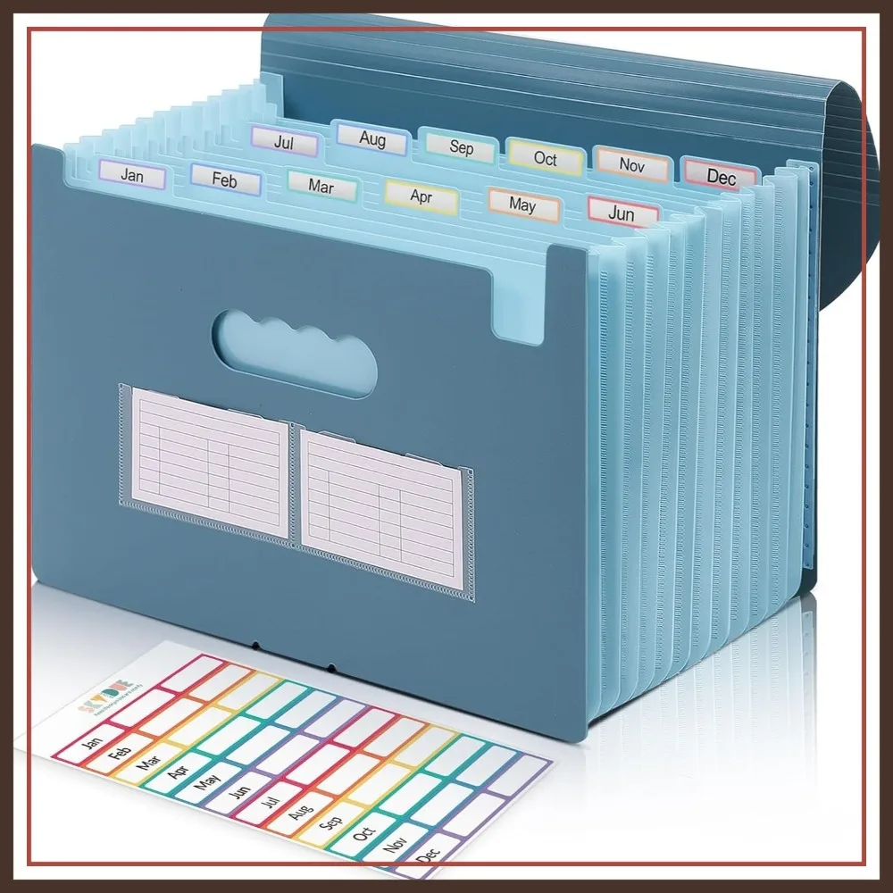 

13 Pocket Expanding File Folder, Accordion Organizer for Documents, Bills, Receipts, Letter A4 Size, Haze Blue