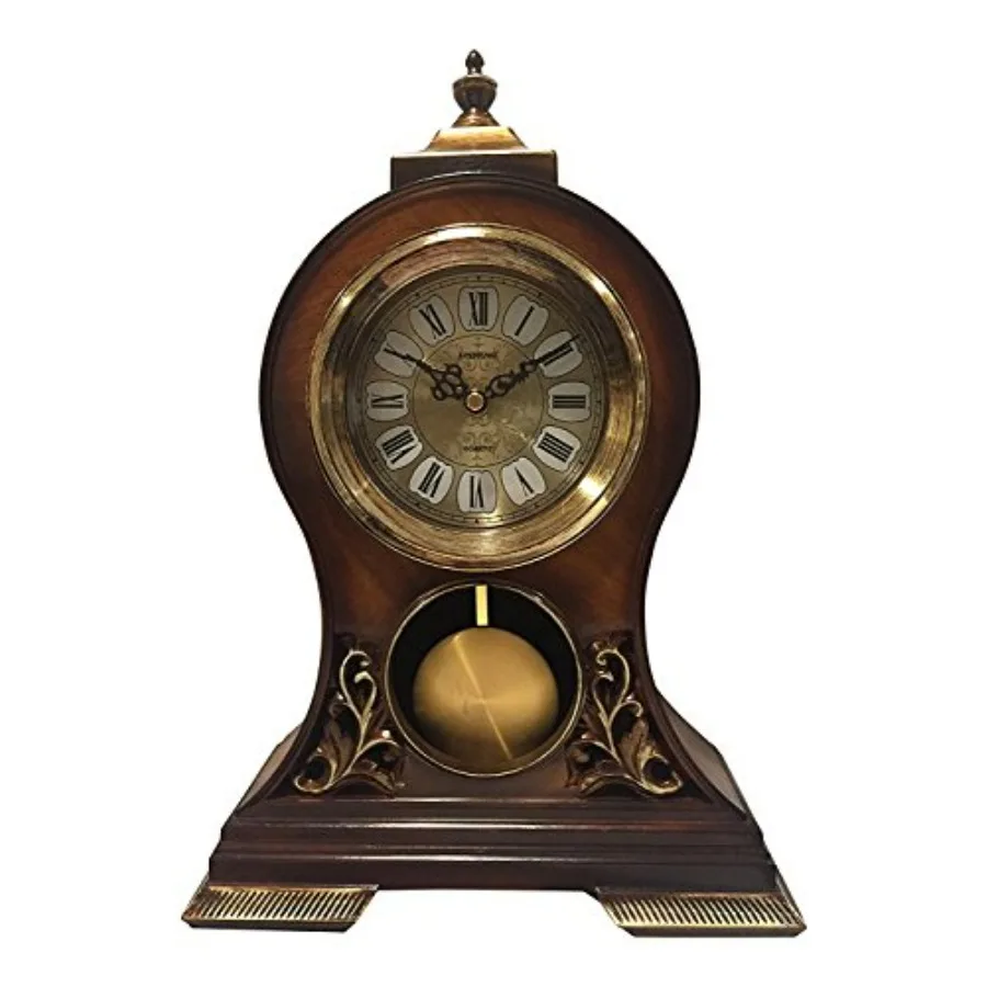 

Elegant Decorative Grandfather Clock Hand Painted Wood Modern Mantel with Swinging Pendulum Shelf Tabletop Desk Buffet Color Ma