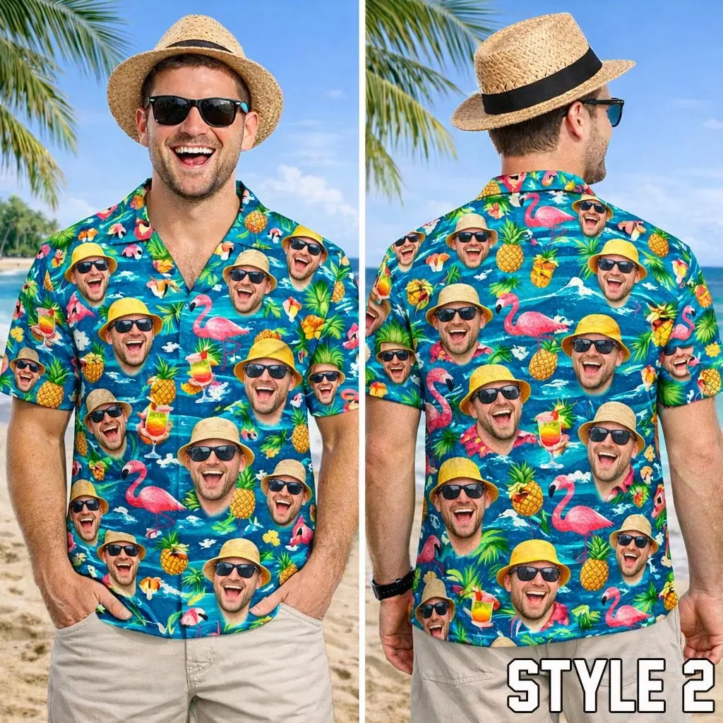 Hot Custom Face Hawaiian Shirt, Funny Summer Beach Shirt, Personalized Tropical Vacation Party, Gift for Men Dad Husband