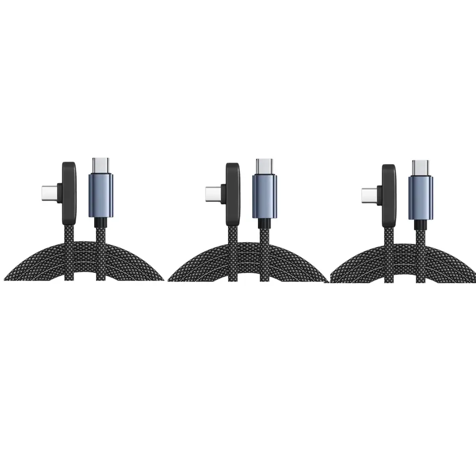 3/1 قطعة كابل USB نوع C بزاوية 90 درجة 100 واط شحن سريع كابلات نقل البيانات سلك USB-C محمول بزاوية قائمة لهواتف آيفون وسامسونج - 6
