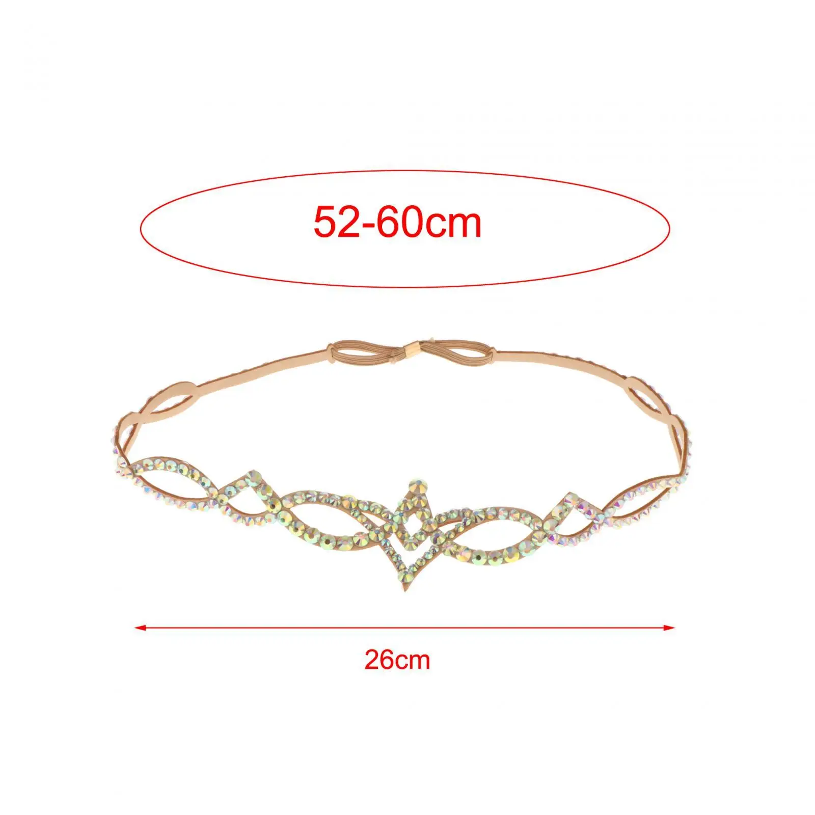 Strass Ajustável Dança da Barriga Headdress para Mulheres e Meninas, Cabeça Cadeia para o Desempenho do Partido, Casamento Stage Headpiece