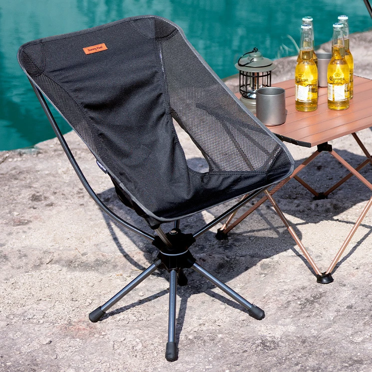 Chaise Pliante Rotative Résistante à 360 °, Chaise Lunaire Portable, Chaise de Plage, Pêche, Camping, Extérieur