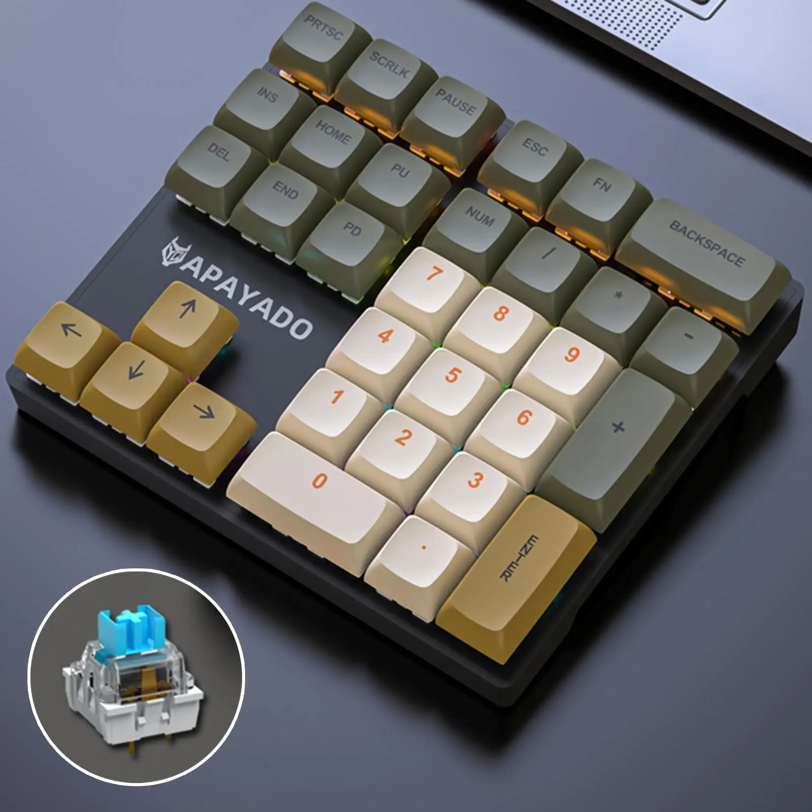 PP Wired Numeric Keypad 33 Key Wired Mechanical Numeric Keypad Type C With LED Backlight For Gaming And Accounting Bank