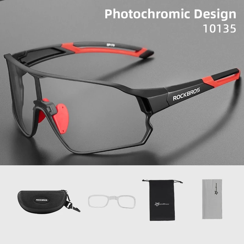 ROCKBROS Photochrome Fahrradbrille UV400 Sonnenbrille Outdoor Sport Fahrradbrille MTB Racing Leichte flexible Schutzbrille 10