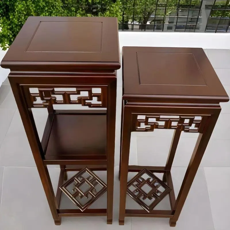 SCY living room with drawers Zen high-end floor-to-ceiling simple plant shelf Solid wood flower stand