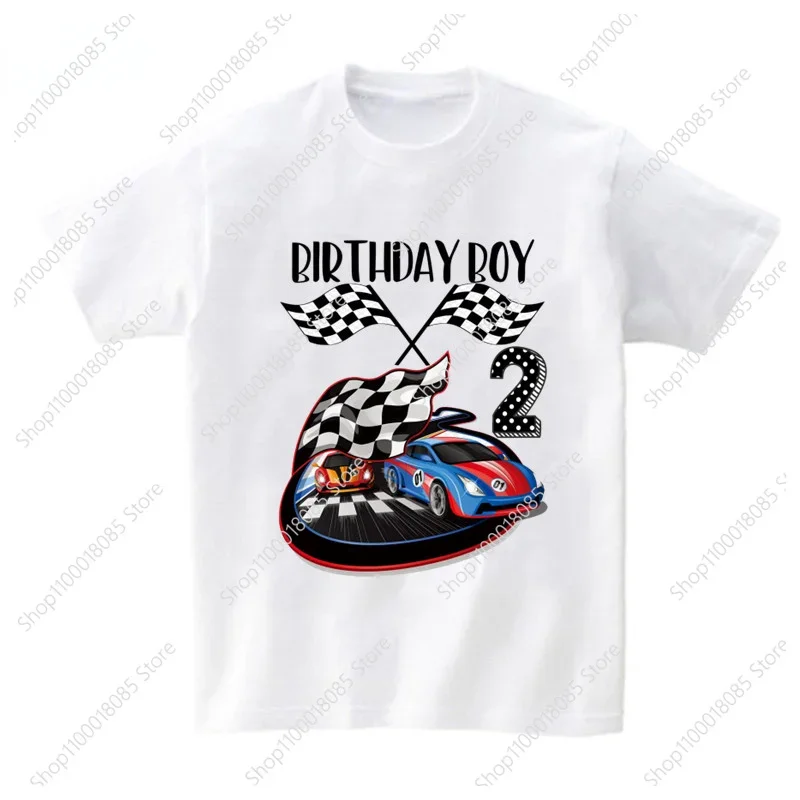 Racing Family Theme Printed Boys Creative T-shirt Grandparents, Parents, Casual Comfortable Short sleeved Top Customized Name