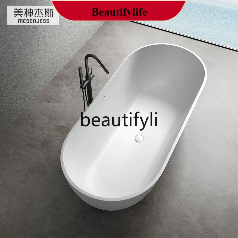 

F56 Independent artificial stone bathtub Small apartment household Thin edge oval double bed and breakfast Bath customization