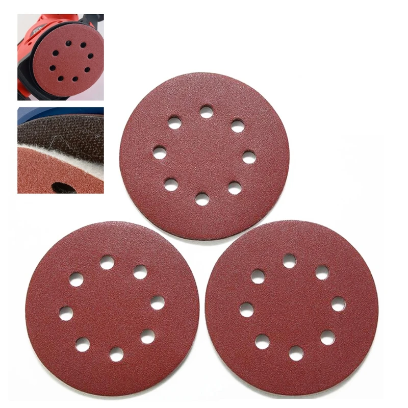 5 Inch Sanding Disc Aluminum Oxide Flocking Back Sandpapers for Sanders 40-2000 Grits