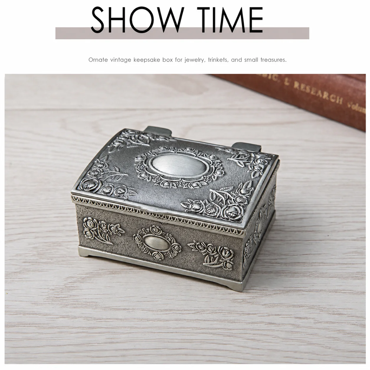 Rose Embossed Box Compact Small Square Jewelry Box Jewelry Storage Box Antique For Entryway Dressing Table Bedroom
