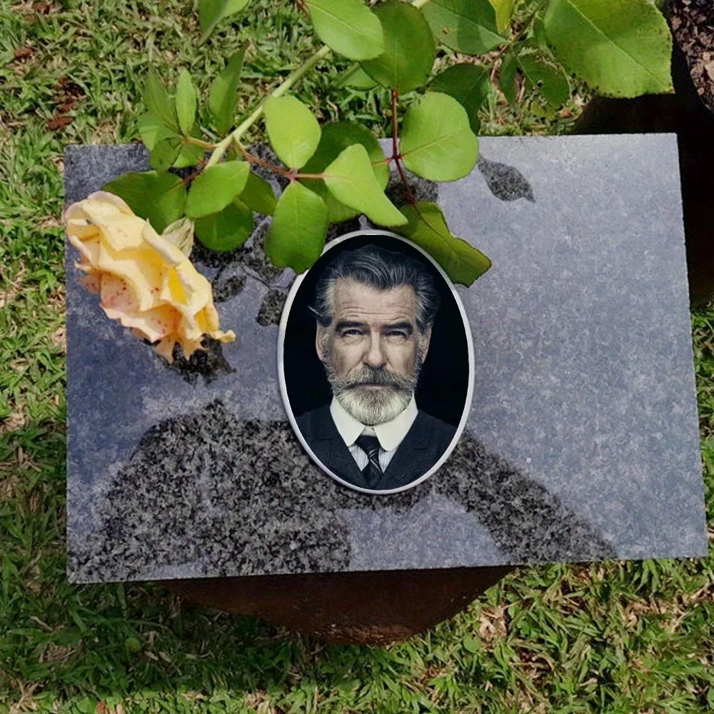 2D Flat Not 3D 1pc Custom Photo Memorial Headstone Tile Grave Marker Glossy Finish, Highquality Finish Memorial Day Decorations - view 2