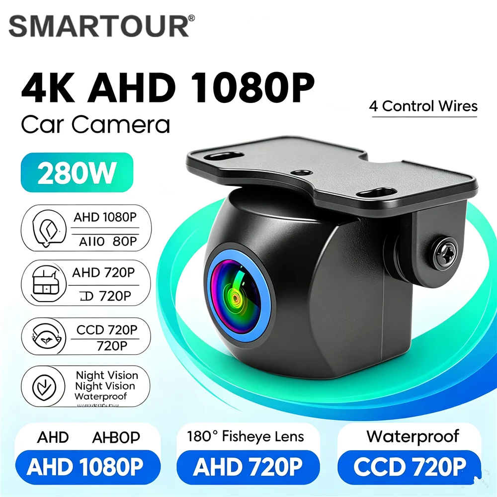 180-градусная широкоугольная камера AHD 1080P 720P CVBS NTSC для заднего хода автомобиля, 5-в-1, с синим объективом, ночным видением, водонепроницаемая, для передней и задней части автомобиля.