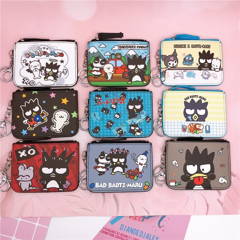 Hello Kitty Carteira feminina fofa com estampa de desenho animado, capa de embreagem com suporte para cartão e bolsa de moedas Sanrio, bolsa de moedas de couro PU