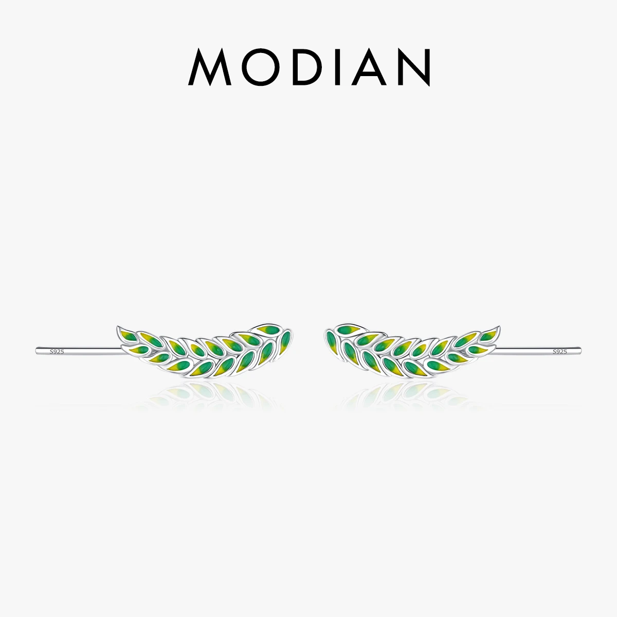 

MODIAN Solid 925 Sterling Silver Minimalist Enamel Tree Leaves Stud Earrings Trendy Simple Earrings for Women Fine Jewelry Gift