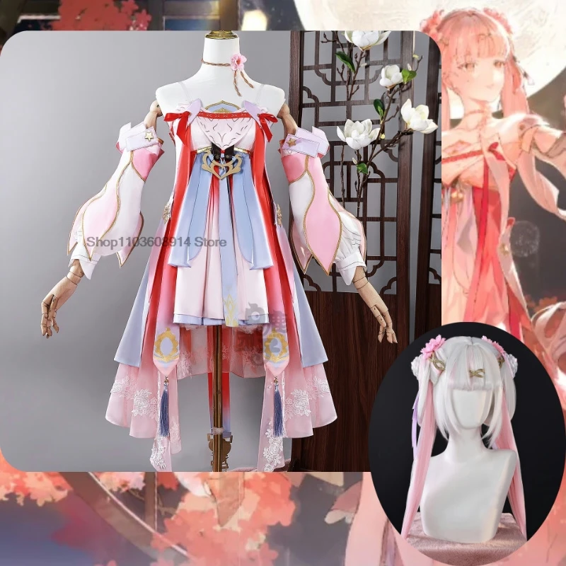 

Wuthering Waves Jinhsi Peach Blossom Cosplay Costume Wig New Skin Dress Uniform Jinzhou Magistrate Jue Halloween Party for Women