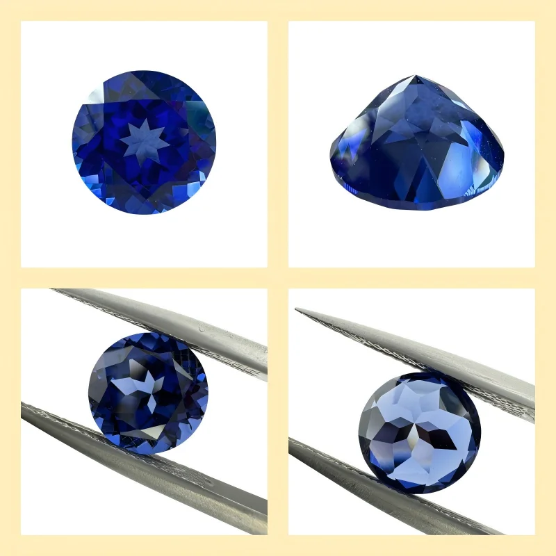 Im Labor gezüchteter Saphir, runder Schliff, königsblauer Edelstein, wählbar, AGL-Zertifikat, besteht den Diamanttester, für die Herstellung von Schmuck zum Selbermachen – Detail 7