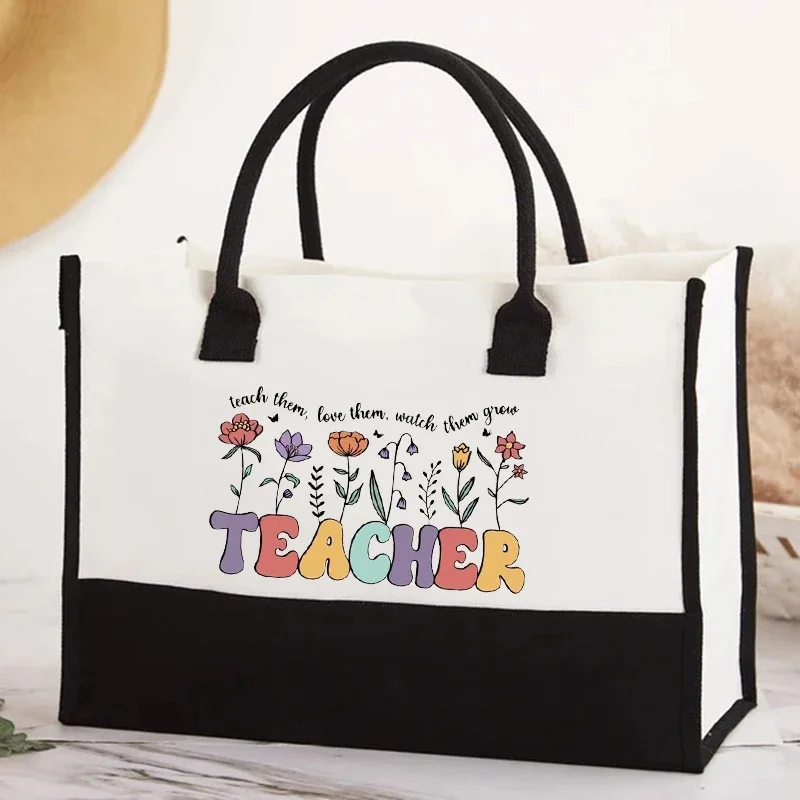 Teacher Tote Bag, Beach Totes Bag, Teacher Thank You Gifts, Fashion Canvas Large Capacity Handbag , Teacher Thank You