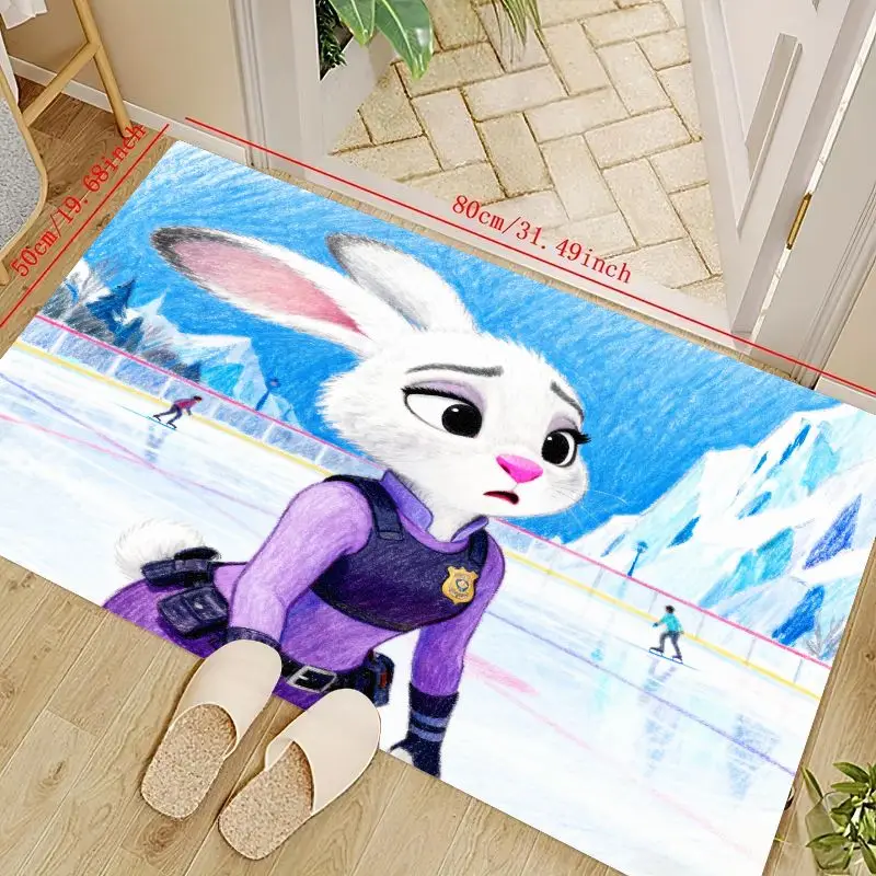 

1PC Disney Zootopia Judy Hopps Police Rabbit Cartoon Anime Floor Mat, 80x50cm (31.49x19.68in) Non-Slip Washable Area Rug for Kid