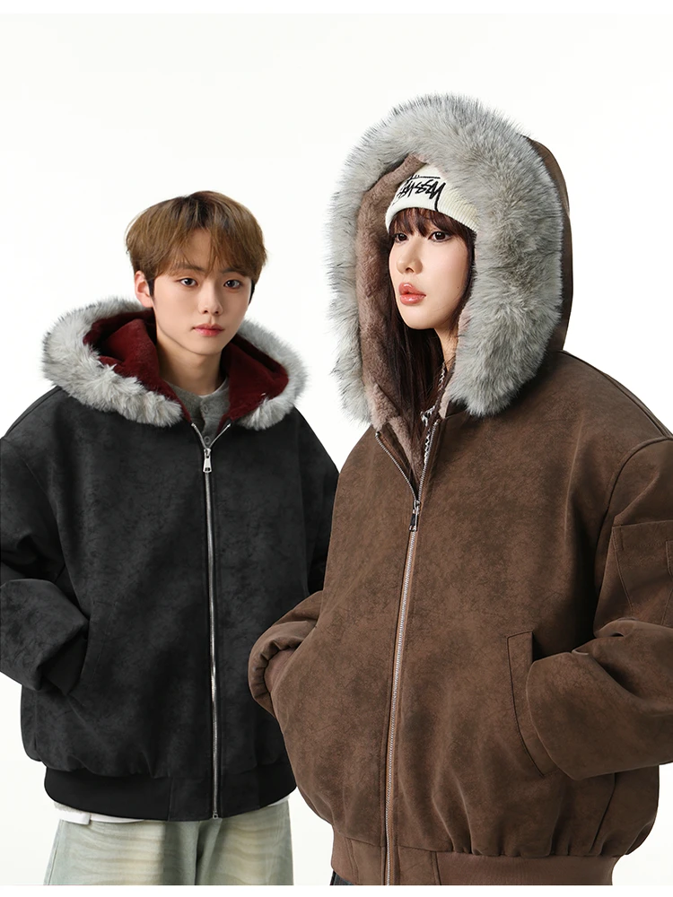 

Thickened Winter Jacket Hooded PU Leather Soft Leather Loose Fit Cotton Coat Women's Casual Cleanfit Long Sleeve Coat