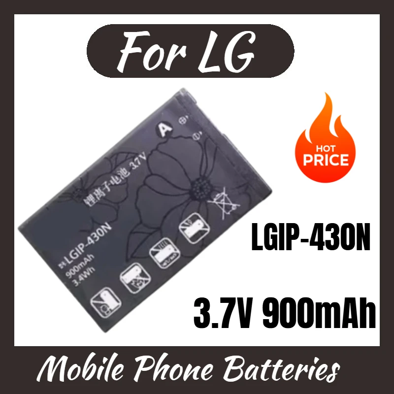 

3.7V 900mAh LGIP-430N for LG Cookie Fresh T310 T320 TB200 TB260 TM300 GS290 GW300 Mobile PhoneBrand-New High Quality