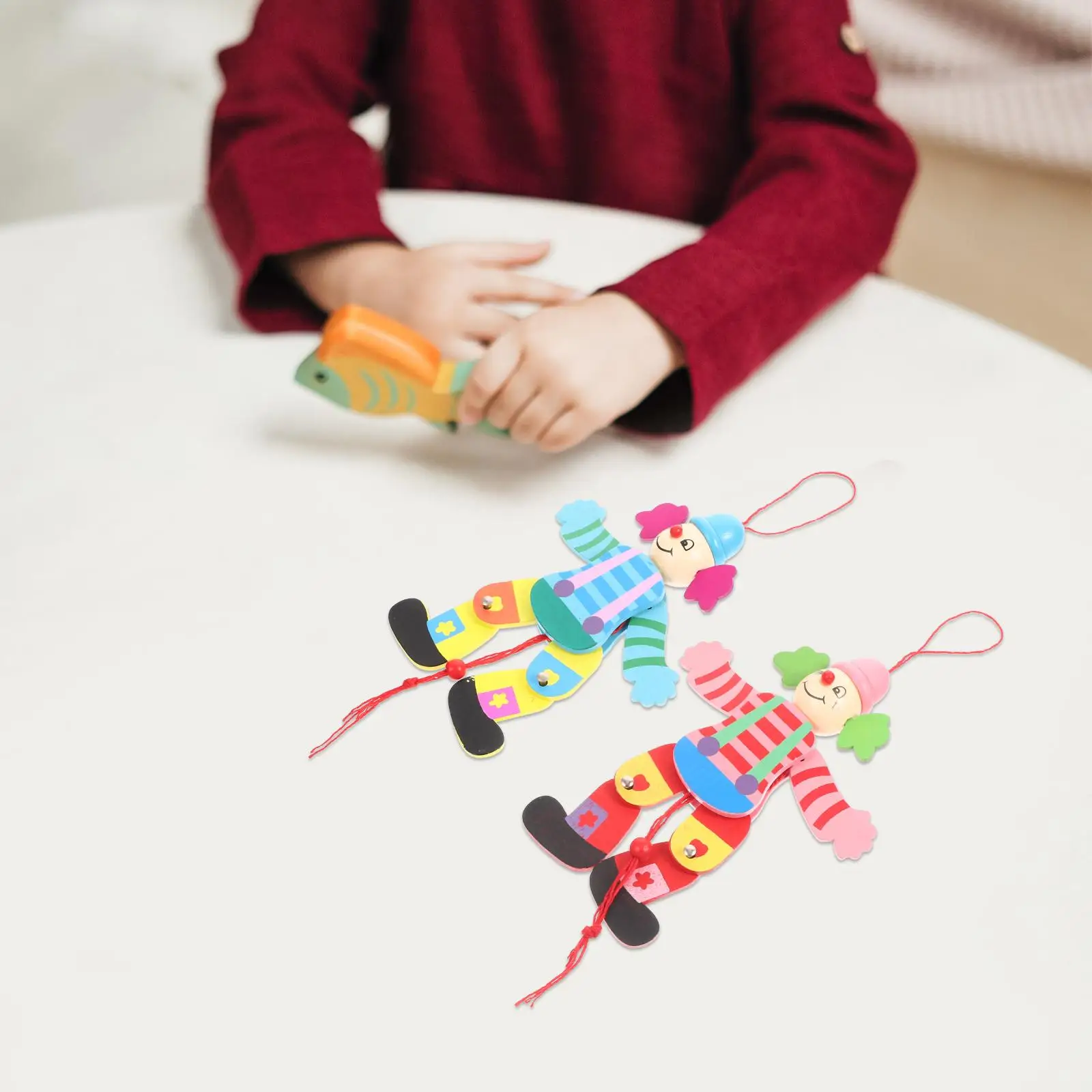 2 pezzi Pull Line Clown Toy Marionette Case teatrali Marionette a corda Marionett di magliette Giocattoli B Marionette interattive in legno per bambini Bambino