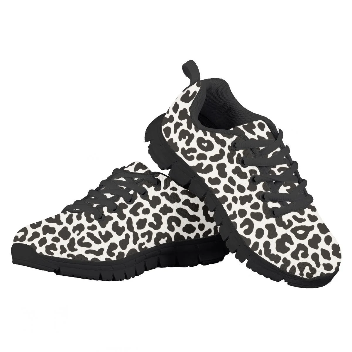 

Black White Leopard Children's Running Shoes Autumn Winter Tennis Sneaker Work Hospital Jogging Lightweight Lace Up Footwear