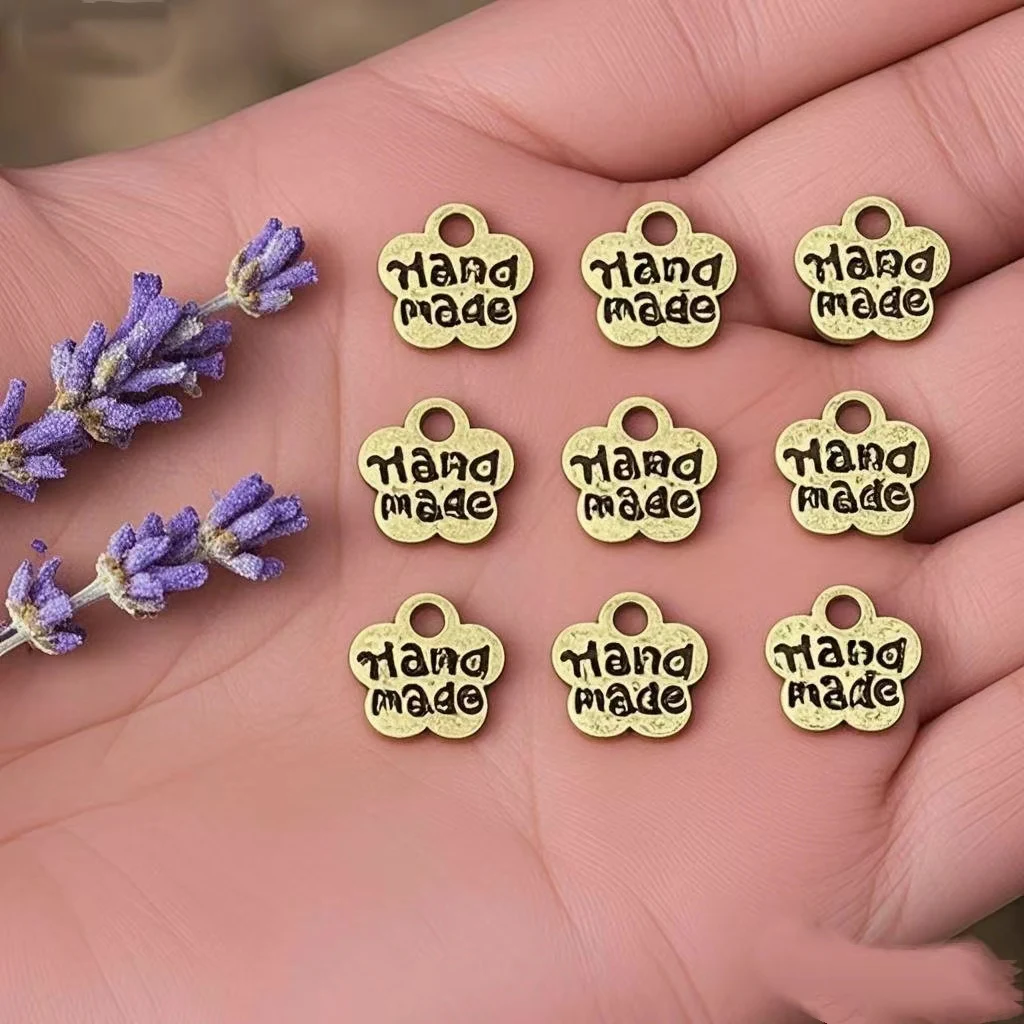 40Pcs/Lot Charms Plates Hand Made 8x8mm Antique Bronze Silver Color Pendants Making DIY Handmade Tibetan Bronze Jewelry