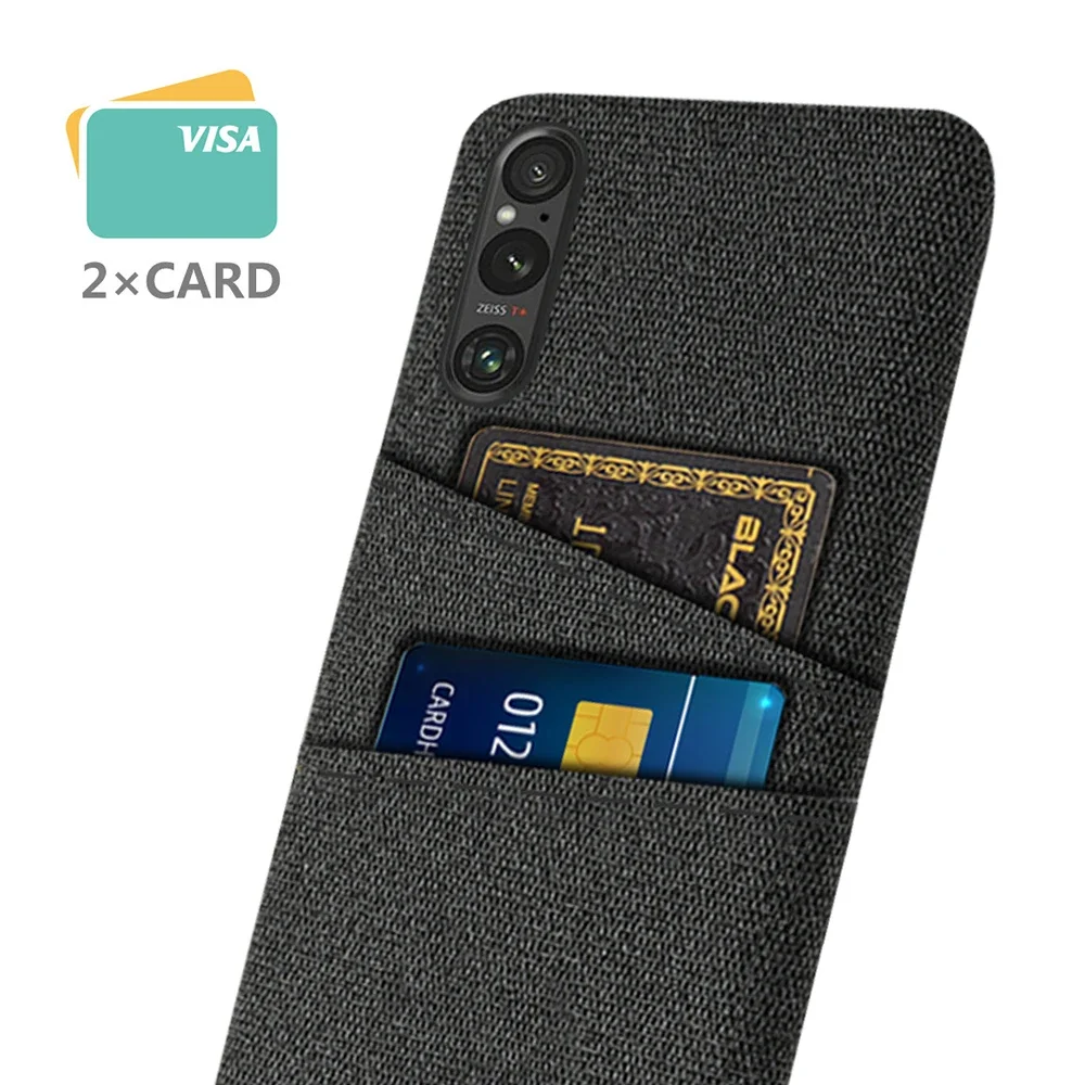 Dla Sony Xperia 1 V VI IV III II obudowa luksusowa tkanina z podwójną kartą do Sony Xperia 1 II III IV V VI etui Coque Funda Capa