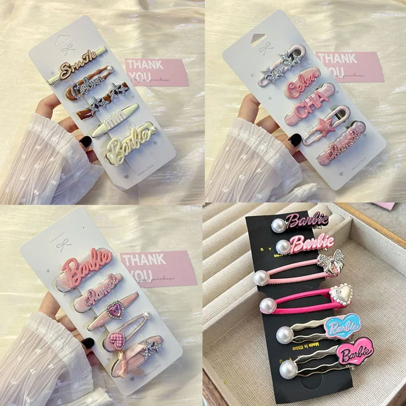 5/6 Cute Barbie hairpin Headdress Girls back of head clip Metal bangs side clip Everyday casual female hair accessories