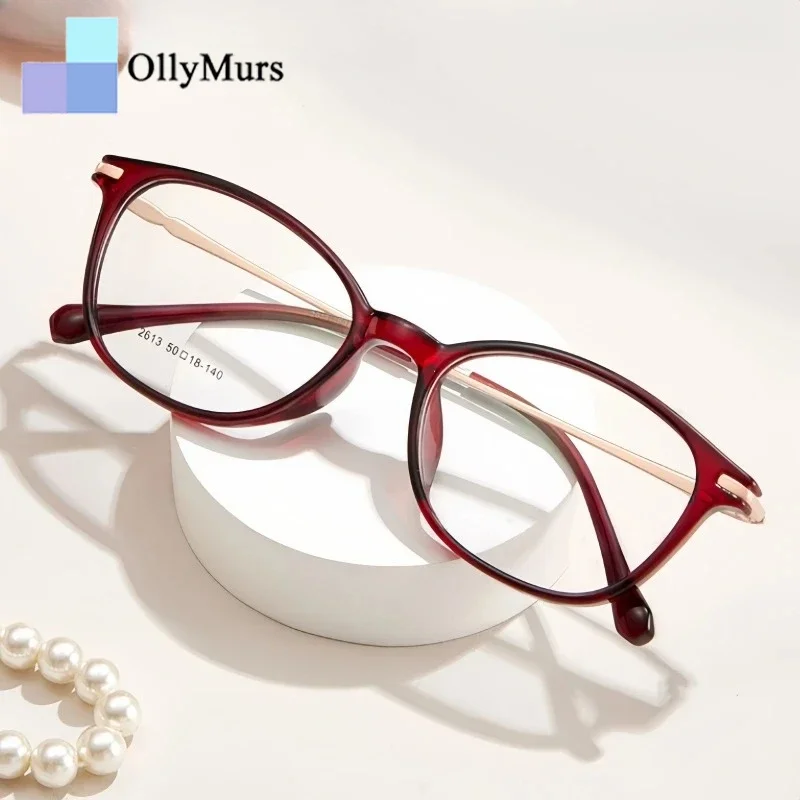 

Очки OLLYMURS: ультралегкие модные женские очки премиум-класса из сплава TR90, оправа для очков с диоптриями для маленького лица, модель 2613