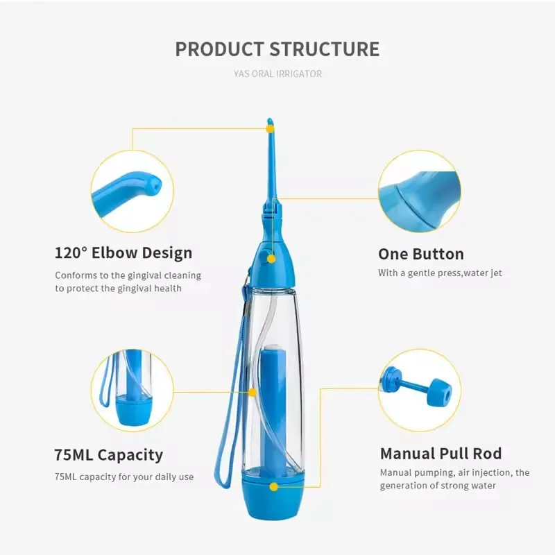 Non-Electric Portable Oral Irrigator Teeth Cleaner Water Jet Flossing Tooth Health Household Device