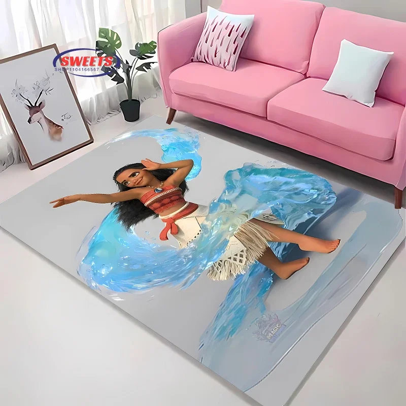 2025 Disney Moana Cartoon Carpet New Release! Bedroom Living Room Bed Mat, Non-slip Exquisite Home Decor, Durable Washable Rug