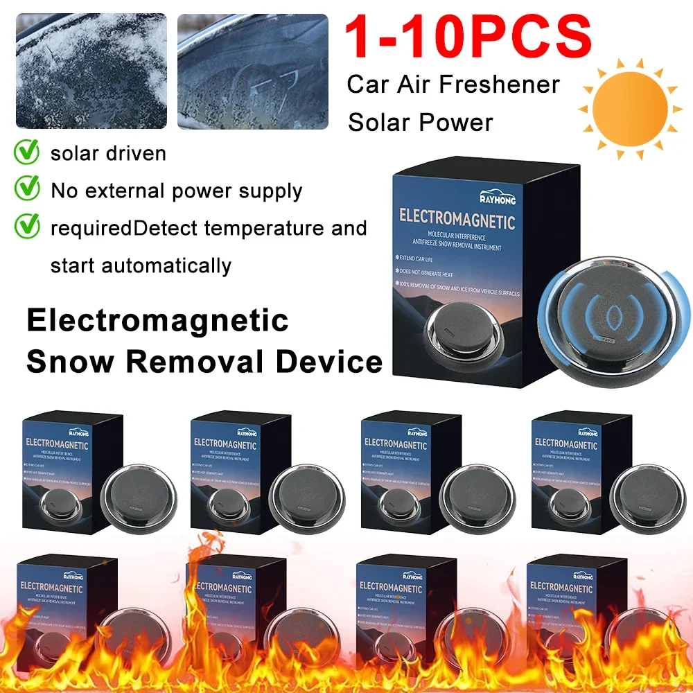1-10PCS Electromagnetic Deicer Solar Power Air Freshener Antifreeze Snow Removal Device For Car Window Glass Deicing Instruments
