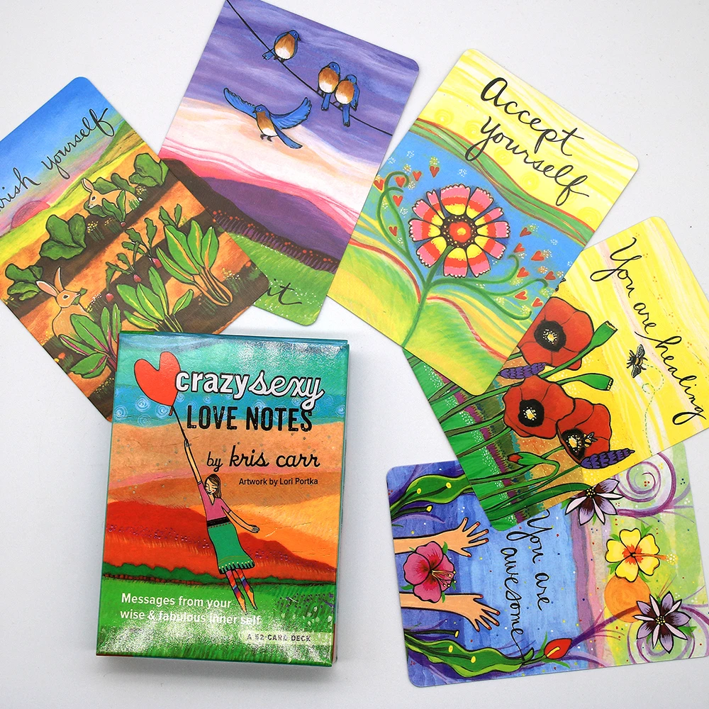 ملاحظات الحب المجنونة والمثيرة أوراكل سطح السفينة بواسطة كريس كار عمل فني من لوري بورتكا 52 رسائل سطح البطاقة من نفسك الداخلي الرائع