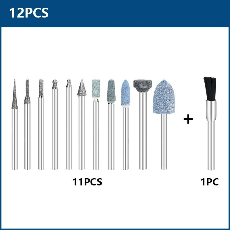 CMCP Diamond Grinding Bit and 1pc Brush Rotary Tool Accessories Kit Total 12Pcs