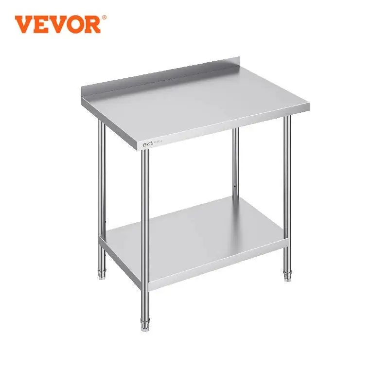 

VEVOR Stainless Steel Work Table Commercial Heavy Duty Food Prep Worktable with Adjustable Height for Restaurant Home and Hotel