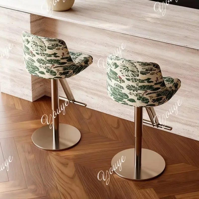 

MX French Retro Bar Chair Designer Medieval Home High Stool Island Chair Stainless Steel Lifting Backrest Chair