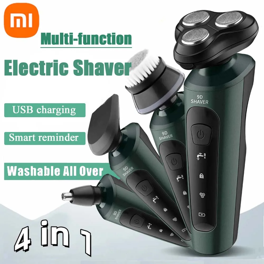 Xiaomi Electric Shaver For Men Waterproof Electric Trimmer Razor Wet Dry Use Rechargeable Battery Rotary Shavers Machine Shaving