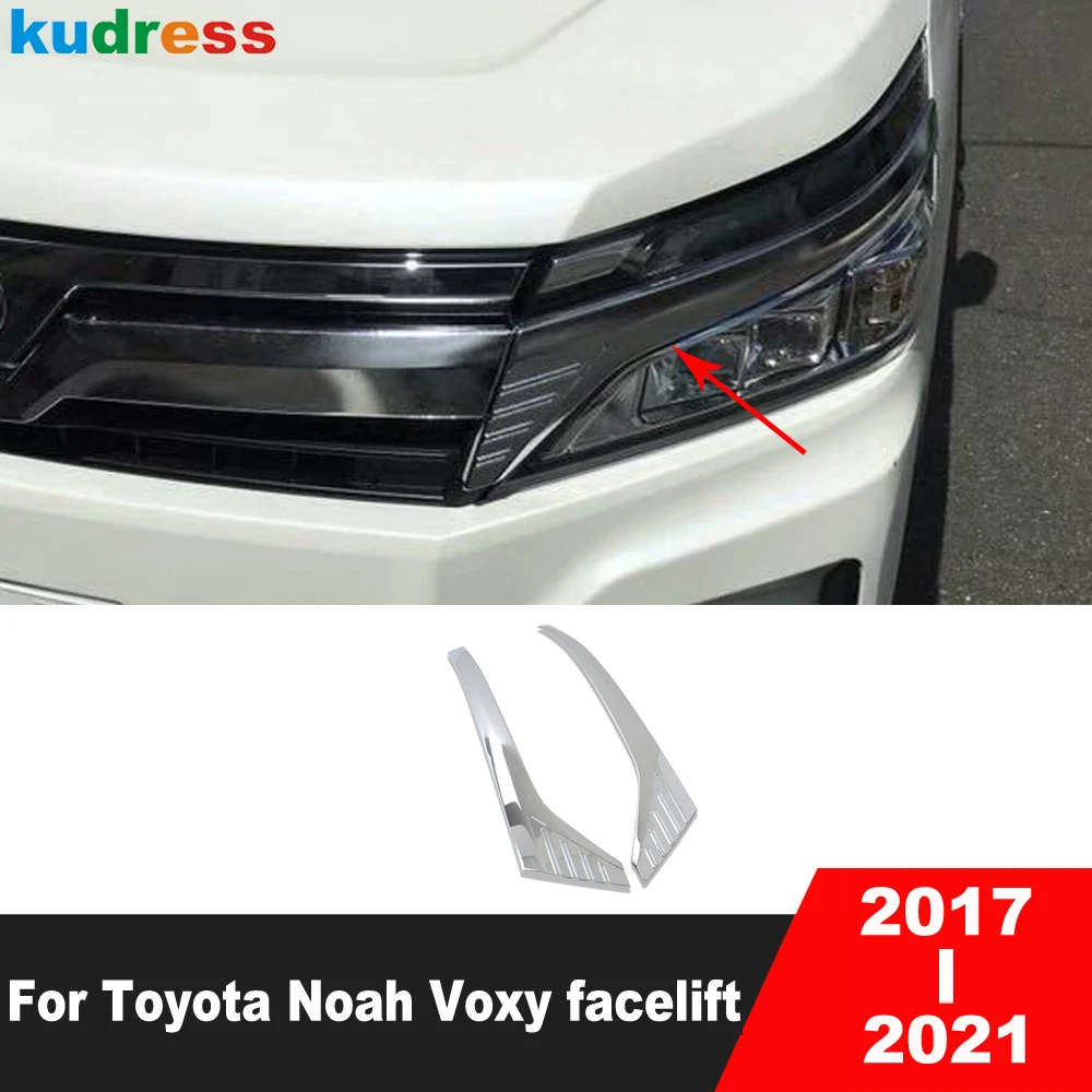 Front Head Light Lamp Eyebrow Cover Trim For Toyota Noah Voxy R80 Mid 2017-2020 2021 Facelift Chrome Car Headlight Eyelid Strip