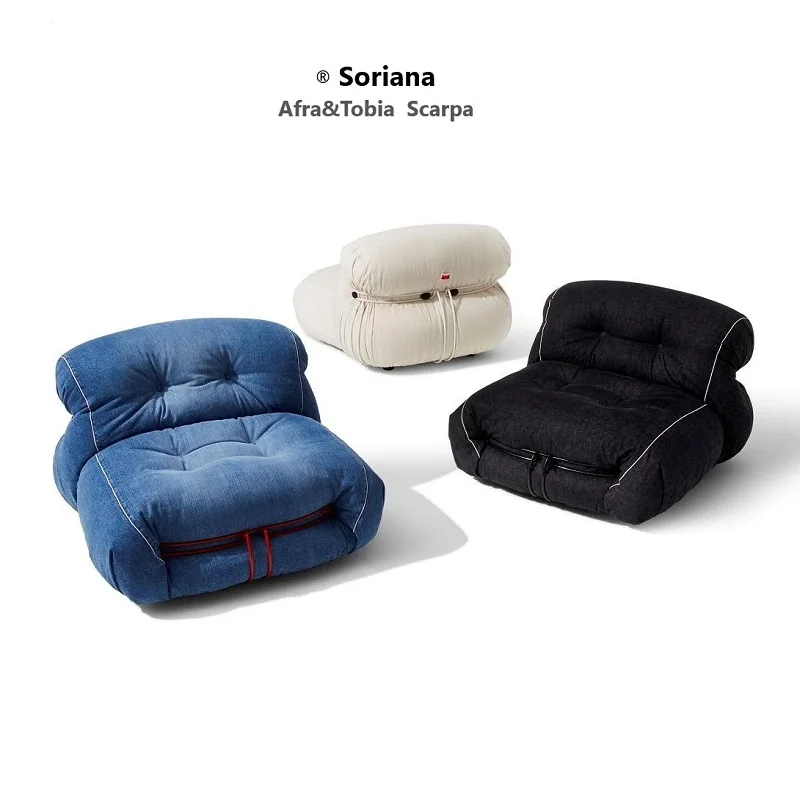 

CASSINA Italian SORIANA Big Hippo Steel Teeth Medieval Wabi Sansi Cream Wind Fabric Corduroy Single Sofa